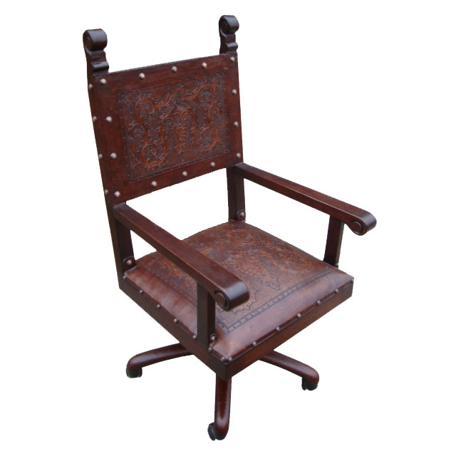 Spanish Heritage Office Chair Colonial Antique Brown New World Trading