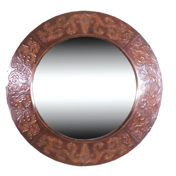 Imperial-Round-Mirror,-Colonial,-Antique-Brown