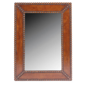 Large Mirror, Plain with Nailheads, Antique-Brown