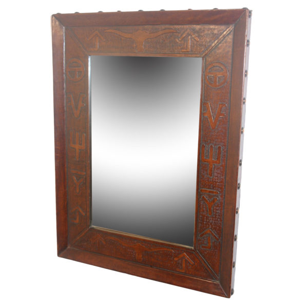 Super Jumbo Mirror, Western, Antique-Brown